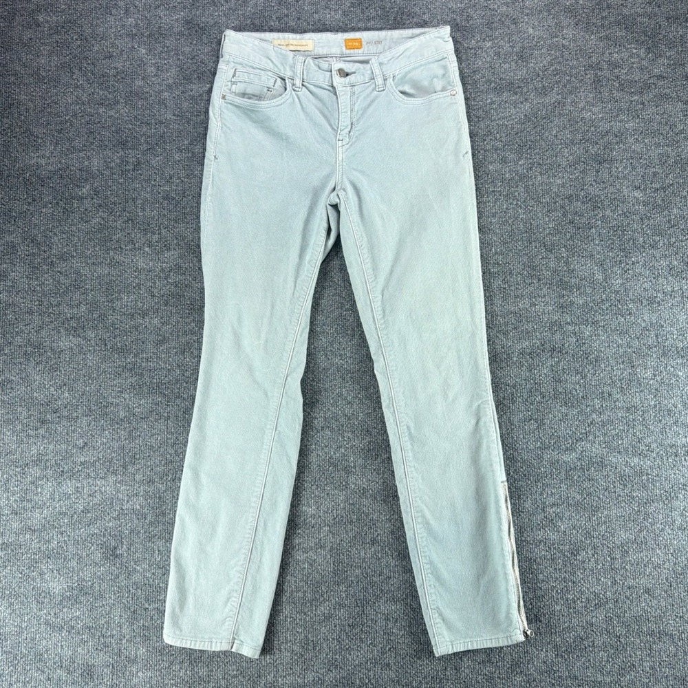 Pilcro and the Letterpress Stet Corduroy Pants Green Slim Ankle Zip Womens 29